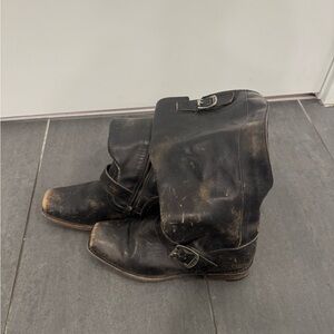 Frye Black Leather Ankle Boots